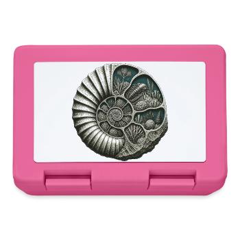 Ammonite Fossil Prehistoric Reef Cutaway - Lunchbox - pink - Front