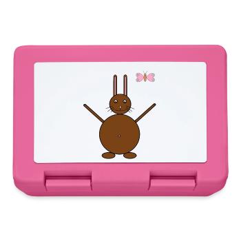 Brown Rabbit & Pink/Blue Butterfly - Lunchbox - pink - Front
