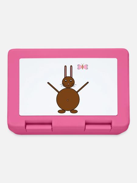 Brown Rabbit & Pink/Blue Butterfly - Lunchbox - pink