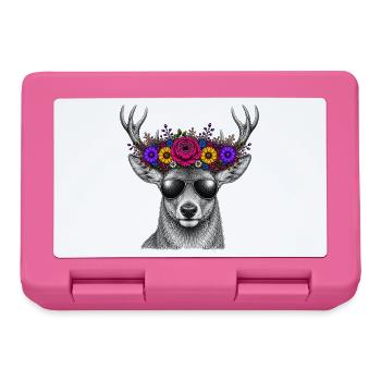 Deer with flower crown and sunglasses - Lunchbox - pink - Front