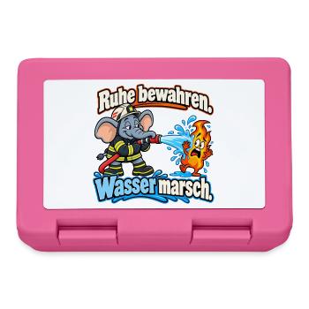 Feuerwehr-Elefant – Ruhe bewahren, Wasser marsch - Brotdose - Pink - Vorne