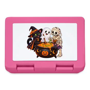 Fröhliche Halloween Runde - Spaß am Hexenkessel - Brotdose - Pink - Vorne