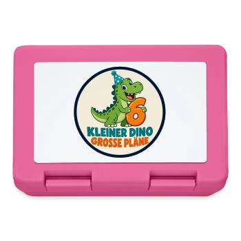 6 Geburtstag – Kleiner Dino große Pläne - Brotdose - Pink - Vorne