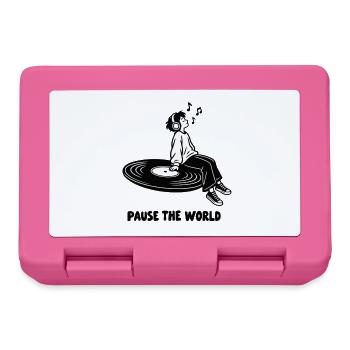 Pause the World – Vinyl- und Kopfhörer-Musikliebhaber - Brotdose - Pink - Vorne