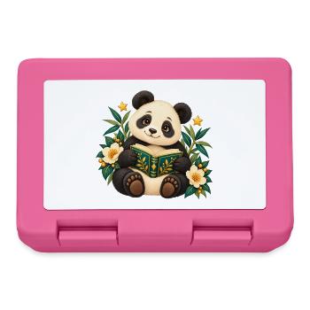 Panda-Leser unter Blumen - Brotdose - Pink - Vorne