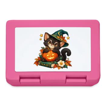 Halloween-Katze mit verzaubertem Kürbis - Brotdose - Pink - Vorne