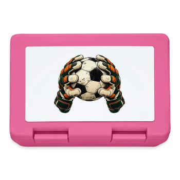 Torwart Geschenk - Fußball und Handschuhe - Brotdose - Pink - Vorne