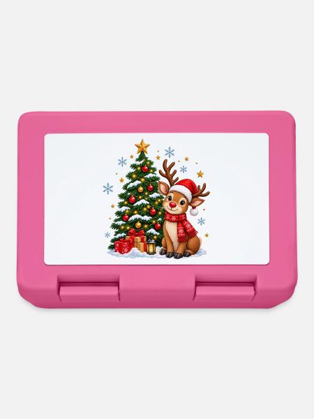 Winterwald Rentier am Weihnachtsbaum - Brotdose - Pink