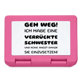 Vorsicht: Verrückte Schwester Shirt - Brotdose - Pink - Vorne
