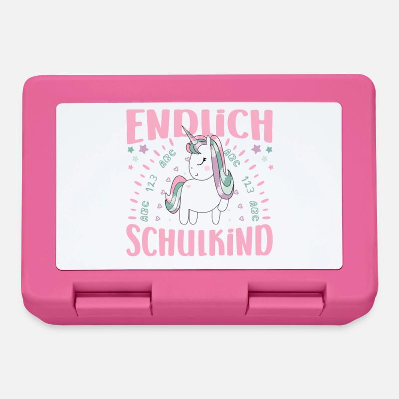 Einschulung Endlich Schulkind Mädchen Einhorn - Brotdose - Pink