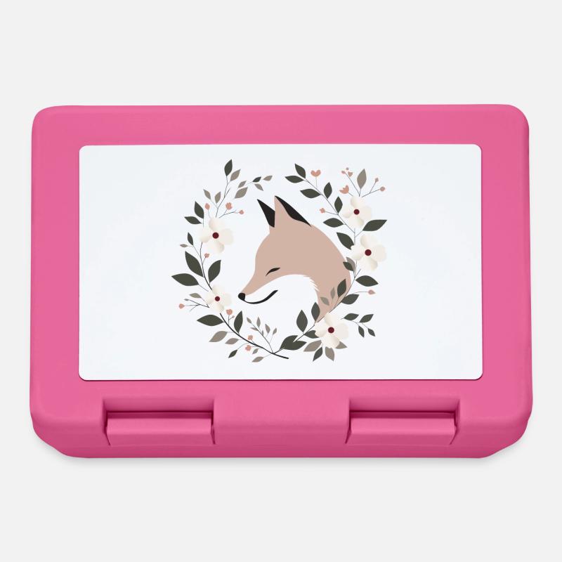 Fuchs mit Blumen - Brotdose - Pink