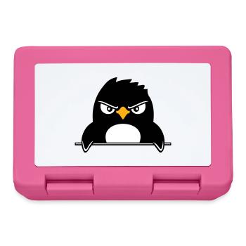 Le pingouin a l’air sérieux Mal dangereux derrière le mur - Boîte à goûter - rose - Devant