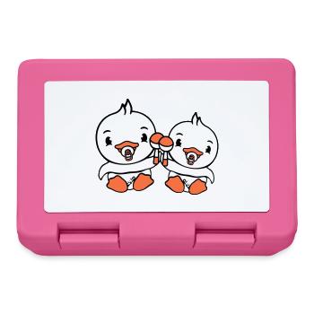 2 Ducks Babies Baby Kids Pacifier Diaper Rattle - Lunchbox - pink - Front