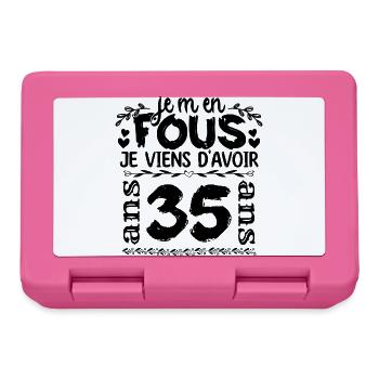 J’ai 35 ans | Je m'en fous j'ai 35 ans - Boîte à goûter - rose - Devant