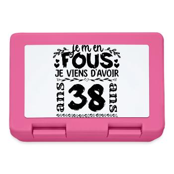 J’ai 38 ans | Je m'en fous j'ai 38 ans - Boîte à goûter - rose - Devant