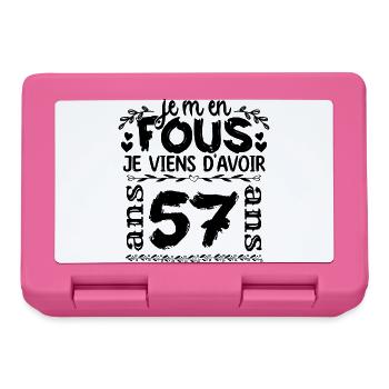 J’ai 57 ans | Je m'en fous j'ai 57 ans - Boîte à goûter - rose - Devant
