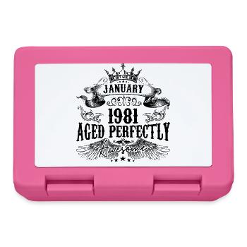 1981 | Januar Aged Perfectly 1981 Geburtstagsgeschenk - Brotdose - Pink - Vorne