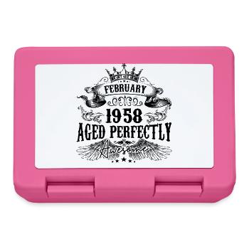 1958| Februar Aged Perfectly 1958 Geburtstagsgeschenk - Brotdose - Pink - Vorne