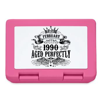 1990 | Februar Aged Perfectly 1990 Geburtstagsgeschenk - Brotdose - Pink - Vorne