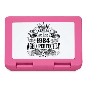 1984 | Februar Aged Perfectly 1984 Geburtstagsgeschenk - Brotdose - Pink - Vorne