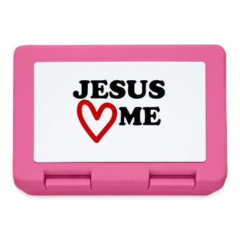 Jesus loves me heart loves me - Lunchbox - pink - Front