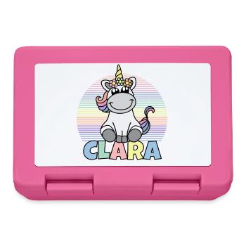 Nom de licorne Clara - Boîte à goûter - rose - Devant