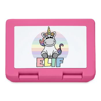 Nom de licorne Elif - Boîte à goûter - rose - Devant