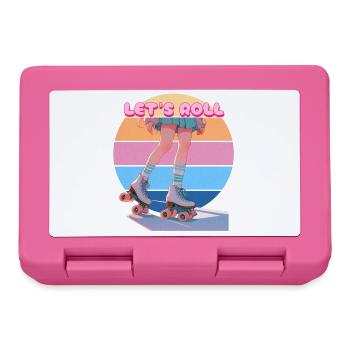 Let's Roll Retro Sunset Rollerskating Girl - Lunchbox - pink - Front