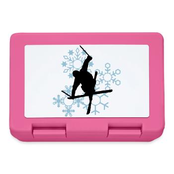 Skier mit Schneeflocken - Brotdose - Pink - Vorne