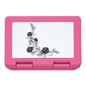 Roses with filigree ornament and leaves, in love - Lunchbox - pink - Front
