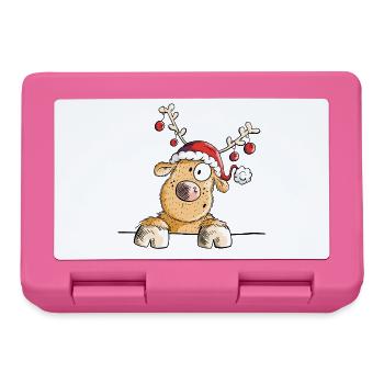 Weihnachtliches Rentier - Rentiere - Geschenk - Brotdose - Pink - Vorne
