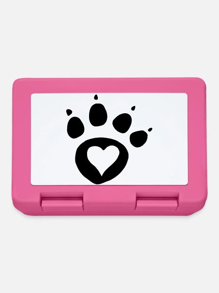 Empreinte de patte de chien patte avec cœur j’adore chien chat - Boîte à goûter - rose