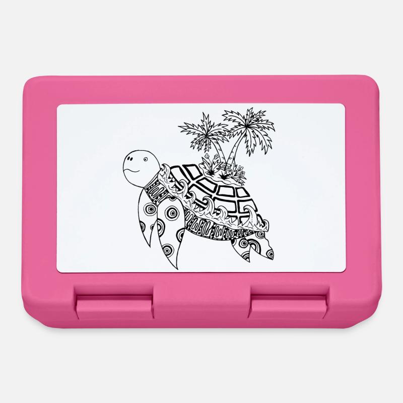 Tortue avec une île sur le dos - Boîte à goûter - rose