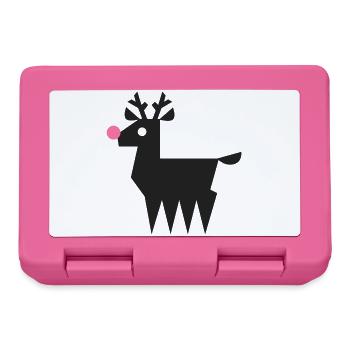Renne Rudolf logo L noir avec nez rose fluo - Boîte à goûter - rose - Devant