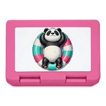 A relaxed panda on a swimming ring - Lunchbox - pink - Front