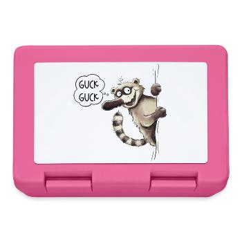 Regardez, regardez, Coati, Motif animal, Dessin animé animalier, Animal sauvage - Boîte à goûter - rose - Devant