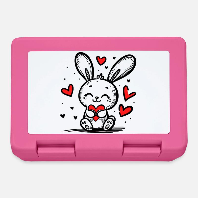 Lapin d’amour plein de cœurs - Boîte à goûter - rose