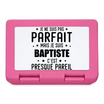 Baptiste : authentique, imparfait, top, perfection - Boîte à goûter - rose - Devant