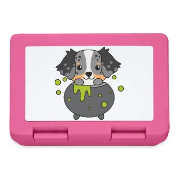 Australian Shepherd Happy Halloween Hexenkessel - Brotdose - Pink - Vorne