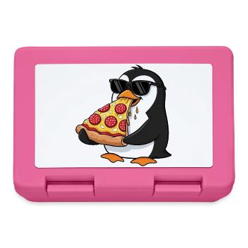 Cute Penguin Fast Food Pizza Italian Food - Lunchbox - pink - Front