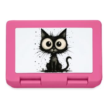 Lustige schwarze Katze mit großen Augen – splash - Brotdose - Pink - Vorne