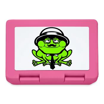 Frog Sir Mr. Rich Gangster Glasses Hat Tie - Lunchbox - pink - Front