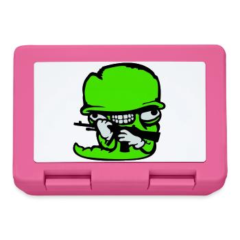 Wurm Soldat Verrückt Helm Waffe Aggressiv Wild Fun - Brotdose - Pink - Vorne