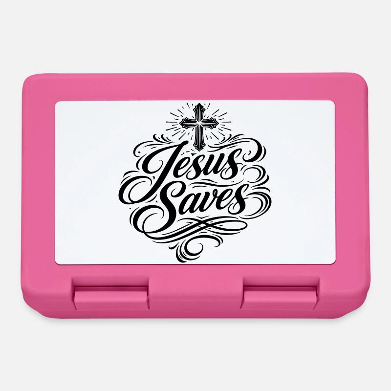 Jesus Saves Christlicher Spruch - Brotdose - Pink