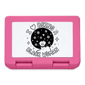 Black Woman Pride Floral Afro Heart Design - Lunchbox - pink - Front