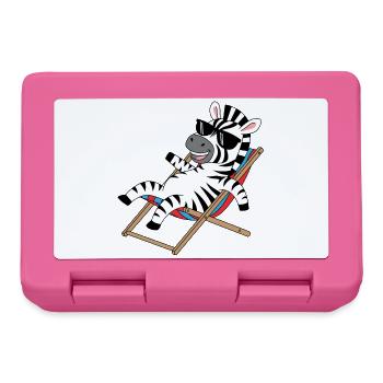 Zebra in deck chair with sunglasses - Lunchbox - pink - Front