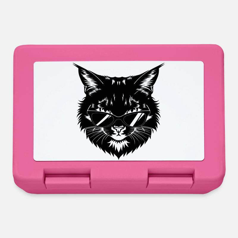 Chat noir avec des lunettes de soleil - Boîte à goûter - rose