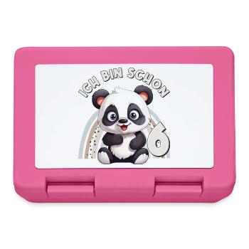6e anniversaire panda arc-en-ciel mignon mignon - Boîte à goûter - rose - Devant