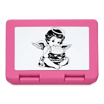 Burger Engel – Cherub isst Hamburger Vintage - Brotdose - Pink - Vorne