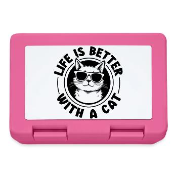 Life is better with a cat - Cat with sunglasses - Lunchbox - pink - Front
